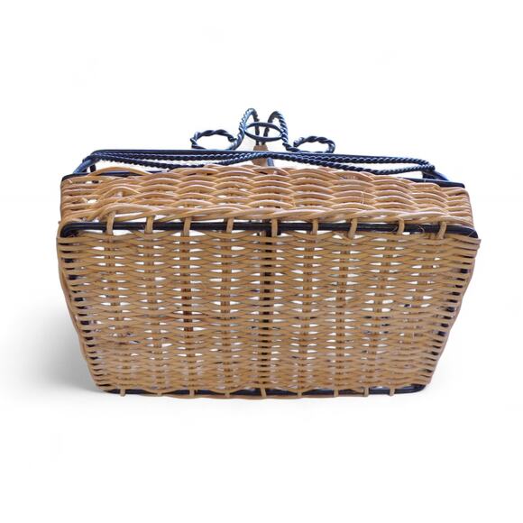 Shabby Chic Rustic Basket Metal Details Rectangle 9.5" x 5" x 10" - Picture 4 of 5